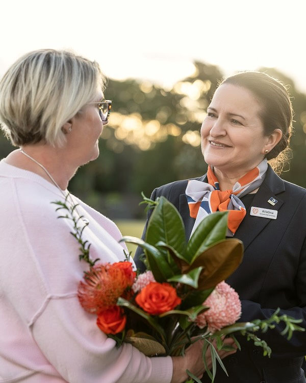 Somerville funeral director with a woman