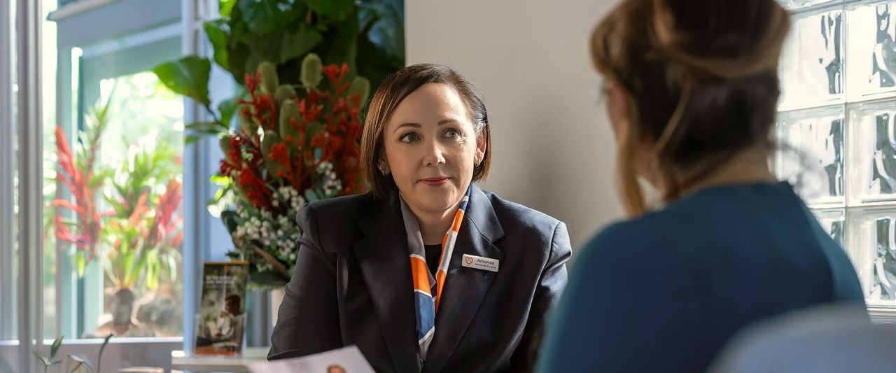 Somerville funeral director with a woman